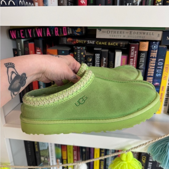 UGG Shoes - UGG lime green sheepskin slip on slippers house shoes mules viral